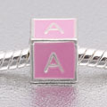 Pink letter A - fits European bead bracelets